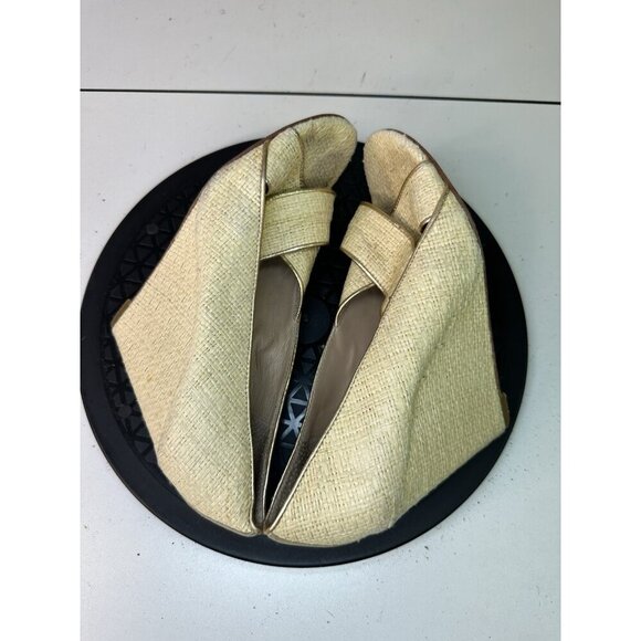 Diane von Furstenberg Wedges Peep Toe Heel Wicker Sz 8M - Picture 9 of 10